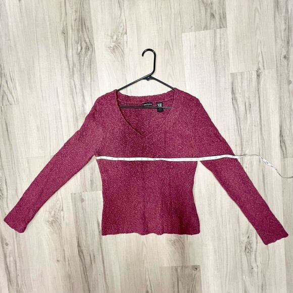 90’s Moda international x Victoria’s Secret Burgundy v neck stretch sweater sz L - Picture 6 of 13